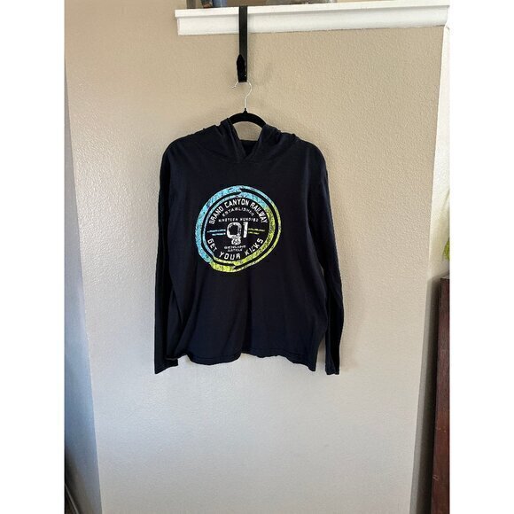 Grand‎ Canyon Men's Blue Hooded Long Sleeve Shirt, men's long sleeve, blue shirt - Picture 1 of 4